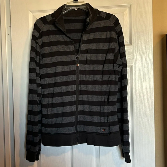 Lululemon men’s gray and black striped full zip athletic jacket size small - Picture 1 of 9
